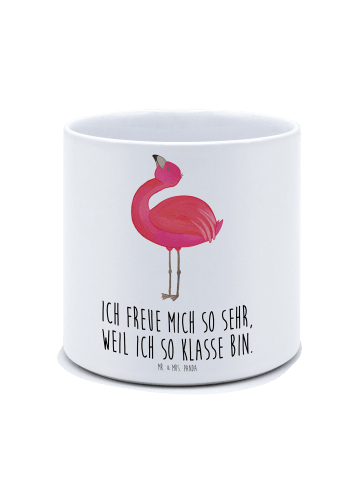 Mr. & Mrs. Panda Blumentopf Flamingo Stolz mit Spruch in Weiß
