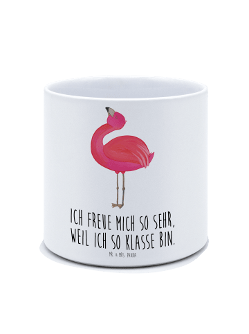 Mr. & Mrs. Panda XL Blumentopf Flamingo Stolz mit Spruch in Weiß