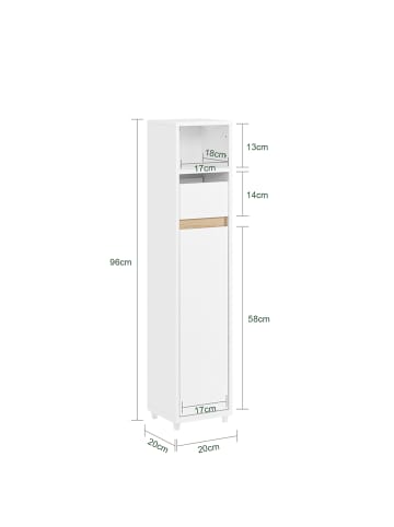 SoBuy Badezimmerschrank in Reinweiß - (W) 20 x (H) 96 x (L) 20 cm