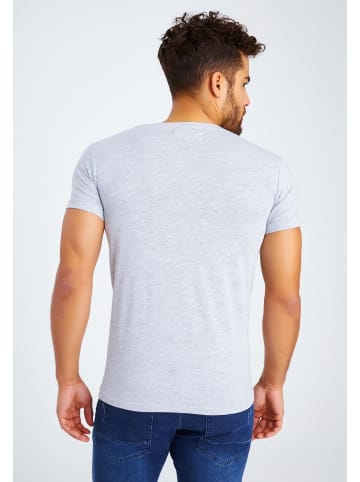 Leif Nelson Herren T-Shirt V-Ausschnitt Herren T-Shirt V-Ausschnitt LN-6372 in grau