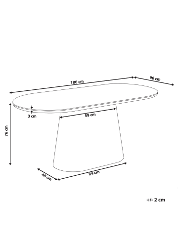 Beliani Esszimmertisch LOCKHART in Weiß/Braun - (W) 90 x (H) 76 x (L) 180 cm