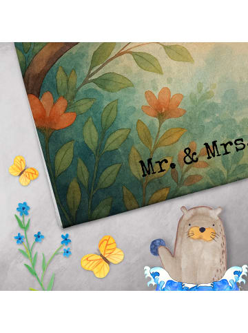 Mr. & Mrs. Panda Handtuch Turteltauben Liebe Design mit Spruch in Weiß