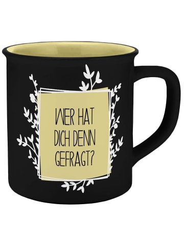 Geda Labels Tasse Wer hat dich gefragt Emaille-Optik  in Gelb - 400 ml