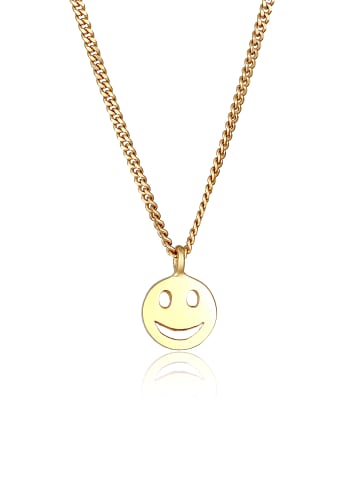 Elli Halskette 925 Sterling Silber mit Smiling Face in Gold