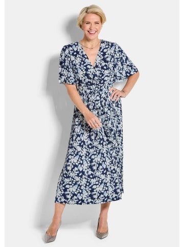 GOLDNER Kurzgröße:  Wickelkleid mit floralem Design in marine / weiß / geblümt