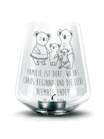 Mr. & Mrs. Panda Gravur Windlicht Koala Familie mit Spruch in Transparent