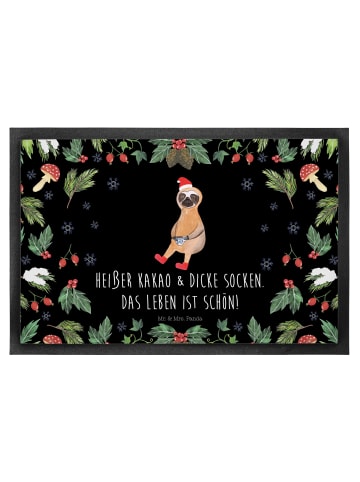 Mr. & Mrs. Panda Fußmatte Faultier Kakao mit Spruch in Schwarz