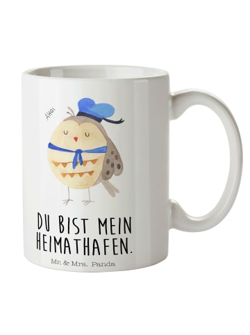 Mr. & Mrs. Panda Kaffeetasse Eule Matrose mit Spruch in Weiß