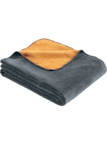 LOOKS by Wolfgang Joop Jacquard, Baumwollmischung Wohndecke in dunkelgrau/gelb