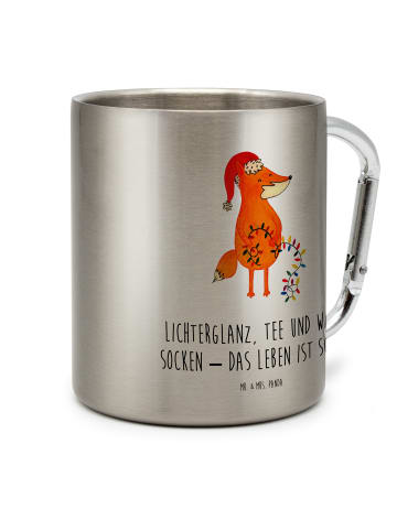 Mr. & Mrs. Panda Edelstahltasse Fuchs Weihnachten mit Spruch in Silber