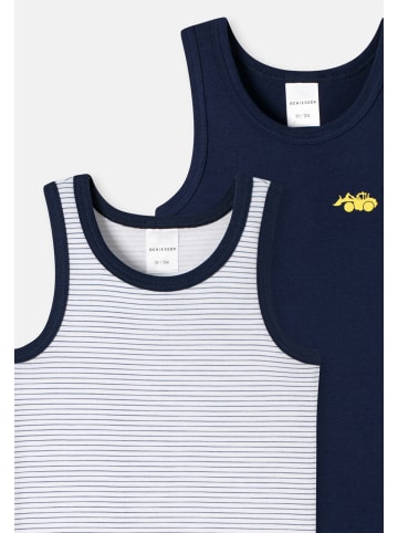 Schiesser Unterhemd / Tanktop Kids Boys Feinripp Organic Cotton in Blau / Weiß gestreift