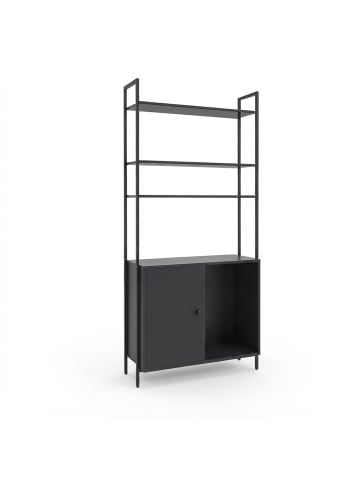 relaxdays Bücherregal in Schwarz - (B)60 x (H)159,5 x (T)24 cm