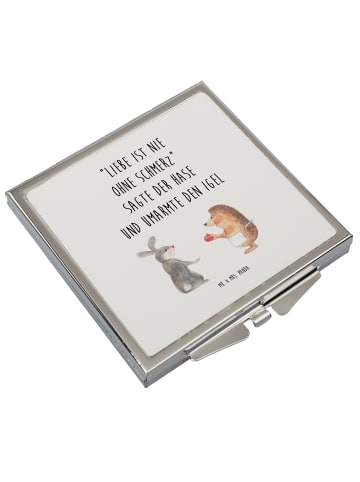 Mr. & Mrs. Panda Kosmetikspiegel Hase Igel mit Spruch in Weiß