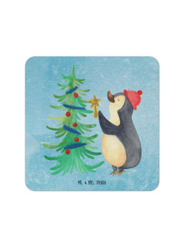 Mr. & Mrs. Panda Glasuntersetzer Pinguin Weihnachtsbaum ohne Spruch in Eisblau