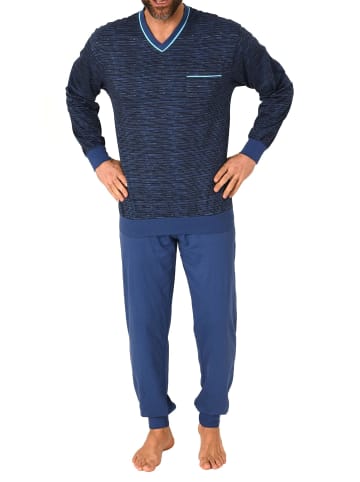 NORMANN Pyjama langarm Bündchen print - 75186 in marine