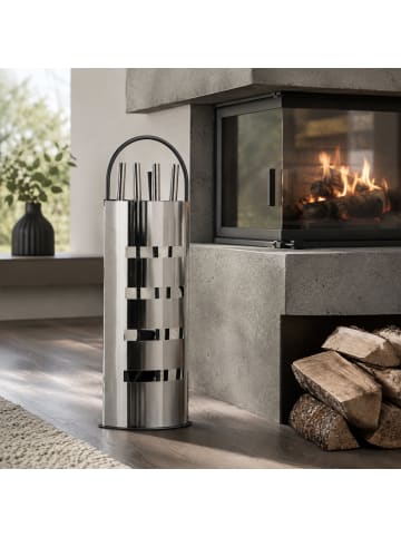 relaxdays 5tlg. Kaminbesteck in Grau/Silber