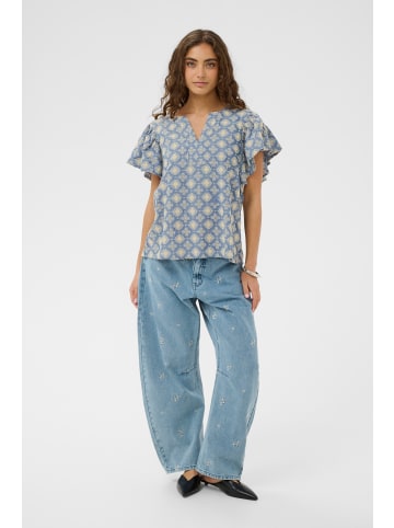 CULTURE Bluse kurzarm CUjustin Relaxed fit in Blue/White