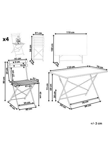 Beliani 5-tlg Gartentisch Set FIORI in Rot