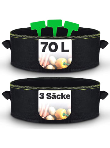 Praknu Hochbeet Pflanzsack 70L - 3-STK Vliesstoff - 3 Schilder - Beschriften
