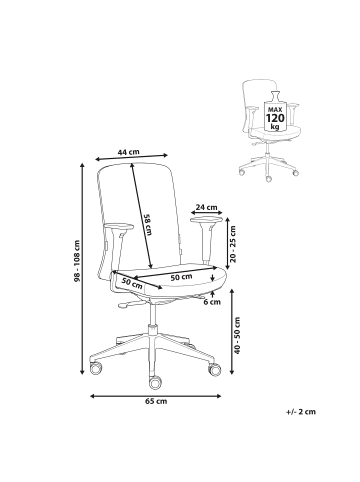 Beliani Professioneller Bürostuhl KAMILON in Schwarz - (W) 60 x (H) 98 x (L) 65 cm