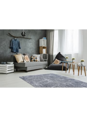 Kayoom Kurzflor Teppich Etna 110 in hellblau - rechteckig