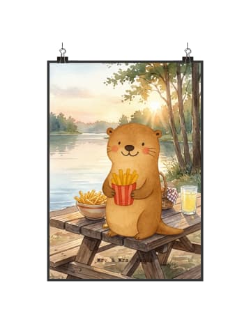 Mr. & Mrs. Panda Print Otter See Pommes Design ohne Spruch in Weiß