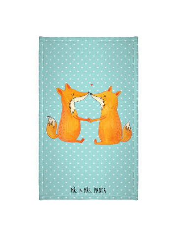 Mr. & Mrs. Panda Handtuch Füchse Liebe ohne Spruch in Türkis Pastell