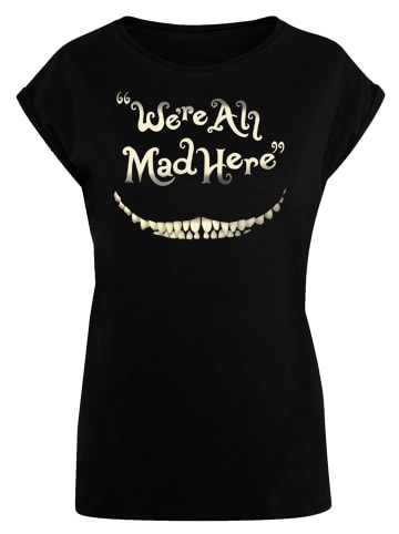 F4NT4STIC Extended Shoulder T-Shirt Disney Alice im Wunderland Mad Here Smile in schwarz