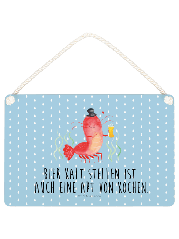 Mr. & Mrs. Panda Schild Hummer Weizen mit Spruch in Blau Pastell