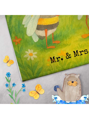 Mr. & Mrs. Panda Handtuch Hummeln Kleeblatt Design ohne Spruch in Weiß