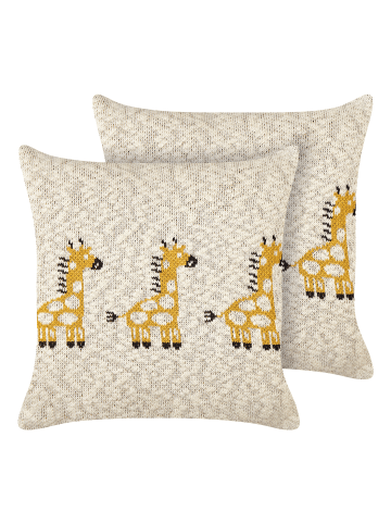 Beliani 2er-Set Dekokissen CHILARI in Beige/Gelb