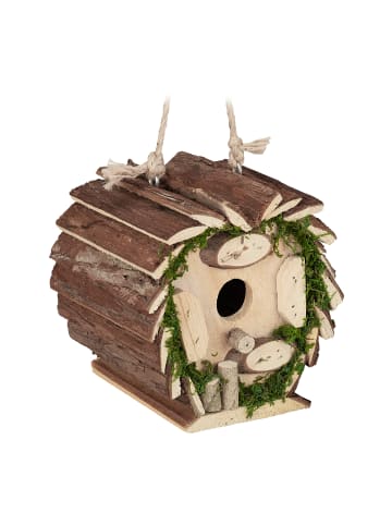 relaxdays Deko-Vogelhaus in Natur - (B)16 x (H)17 x (T)14 cm