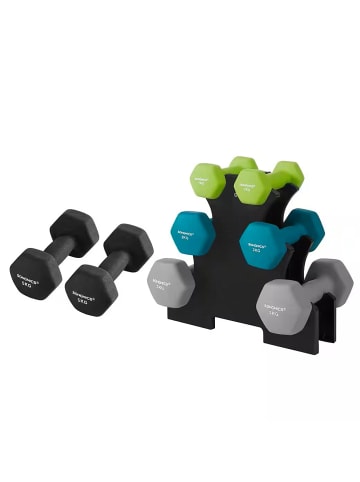 SONGMICS Kurzhantel in Limettengrün, Aquamarin, Hellgrau, Schwarz
