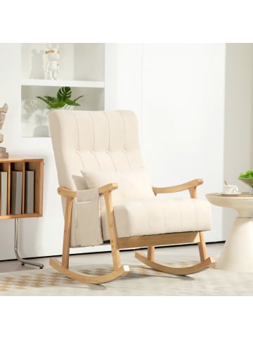 HOMCOM Schaukelstuhl-65L x 90B x 98H cm-Beige