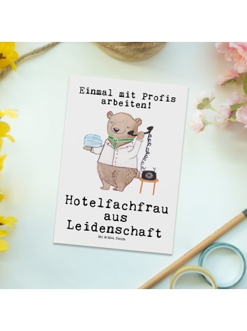 Mr. & Mrs. Panda Grußkarte Hotelfachfrau Leidenschaft mit Spruch in Weiß