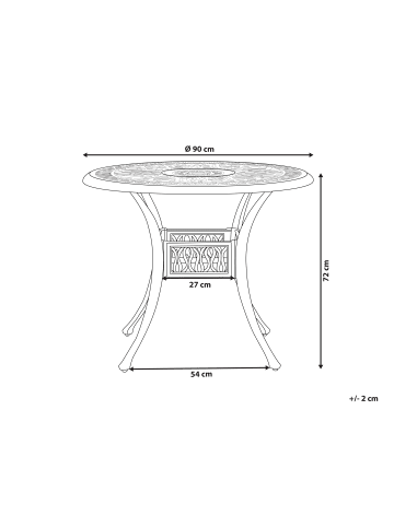 Beliani Runder Tisch ANCONA in Braun - (W) 90 x (H) 72 x (L) 90 cm