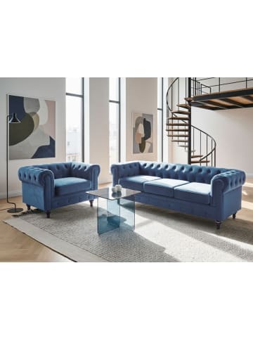 Beliani 2-tlg Sitzgruppe CHESTERFIELD in Blau/Braun