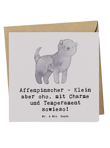 Mr. & Mrs. Panda Deluxe Karte Affenpinscher Charme mit Spruch in Grau Pastell