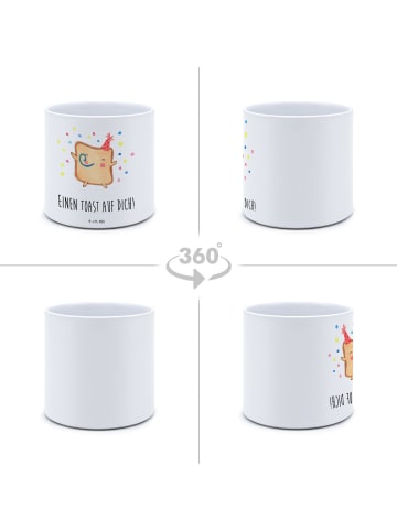 Mr. & Mrs. Panda Blumenkübel Toast Party mit Spruch in Weiß