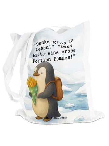 Mr. & Mrs. Panda Tote Bag Pinguin Pommestüte Design mit Spruch in Weiß