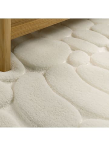 KADIMA DESIGN Waschbarer Teppich Badezimmer waschmaschinenwaschbar Abstrakt 3D in Creme