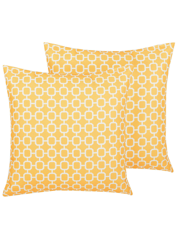 Beliani 2er-Set Gartenkissen ASTAKOS in Gelb/Weiß