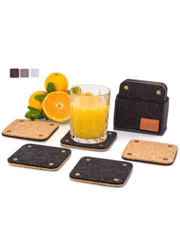 Coemo Filz Kork Untersetzer Gläser 8er-Set in Schwarz