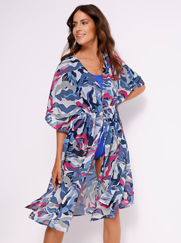 Sieh an! Sommerkleid in ecru-himmelblau-bedruckt