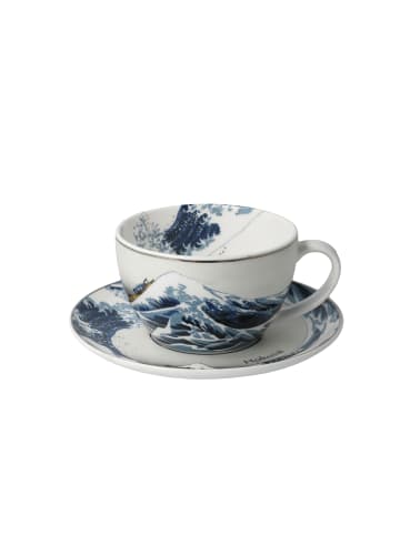 Goebel Tee-/ Cappuccinotasse " Katsushika Hokusai - Die Welle " in blau weiß