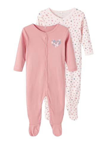 name it 2er Pack Baby Strampler mit Blumendesign und Knöpfen in Rosa