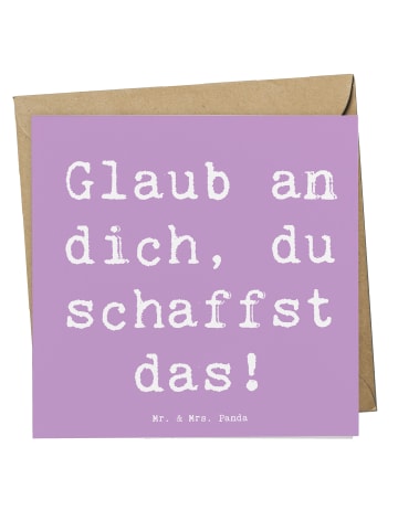 Mr. & Mrs. Panda Briefkarte Spruch Schulanfang Glaube mit Spruch in Lavendeltraum