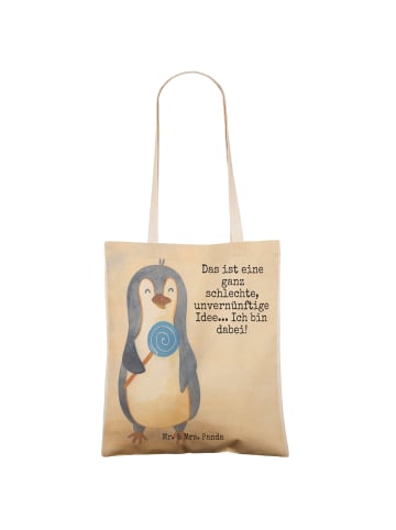 Mr. & Mrs. Panda Strandtasche Pinguin Lolli Design mit Spruch in Weiß