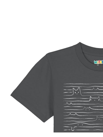 wat? Apparel T-Shirt Doodle Cats in Grau