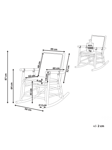 Beliani Sessel FRIGOLE in Braun/Weiß - (W) 56 x (H) 87 x (L) 42 cm